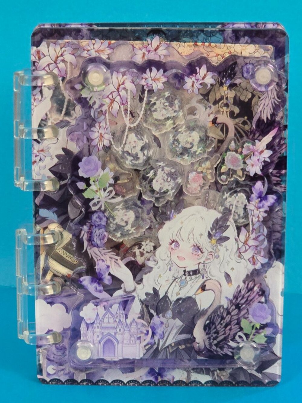 Acrylic Shaker Notebook Black Swan Girl